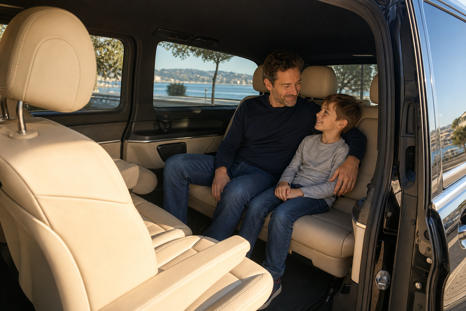 Intérieur VSL confortable pour transport médical enfant Antibes vers Fondation Lenval